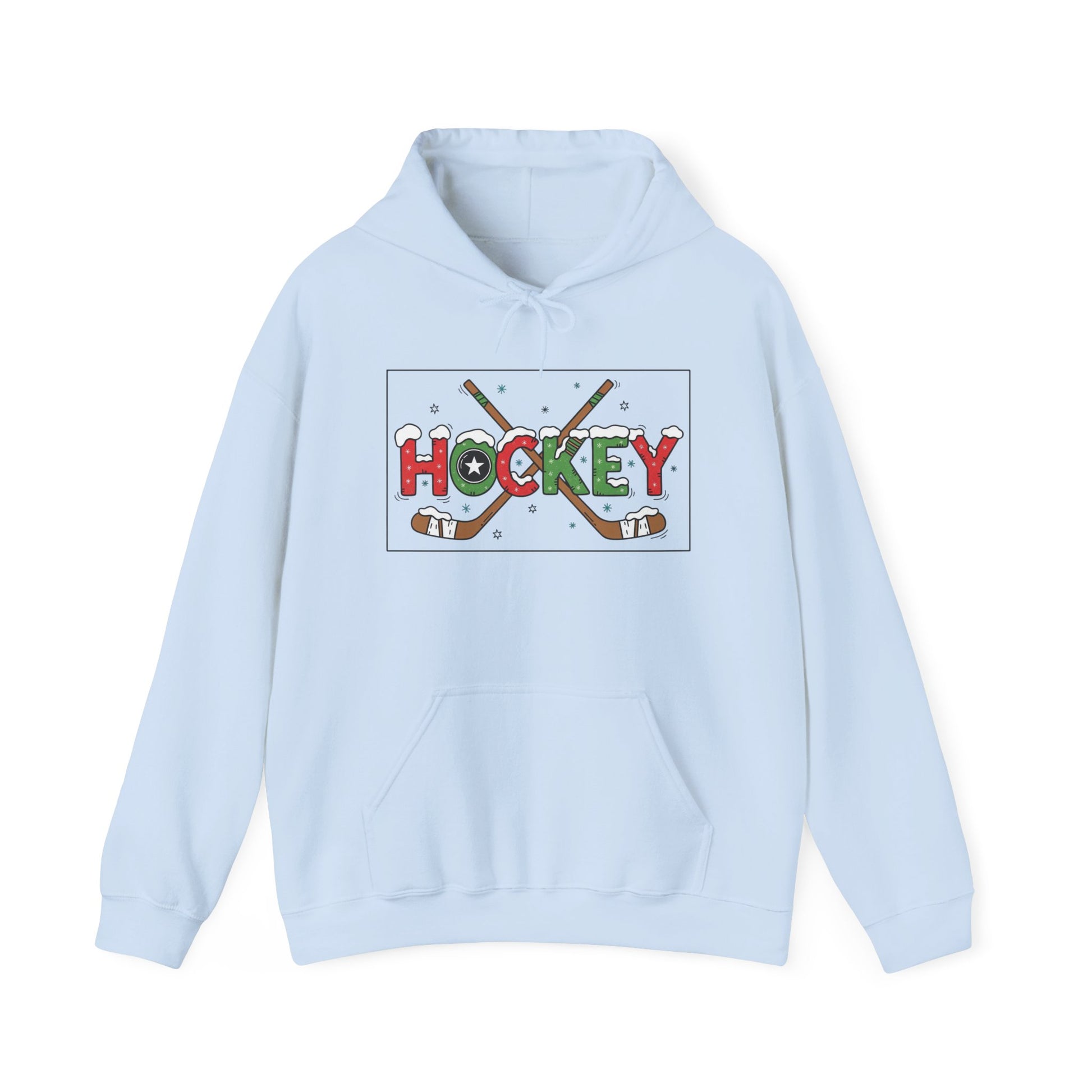 Festive Hockey Hooded Sweatshirt, Cozy Sports Apparel for Hockey Lovers, Christmas Gift, Winter Wardrobe Essential, Unisex Hoodie
