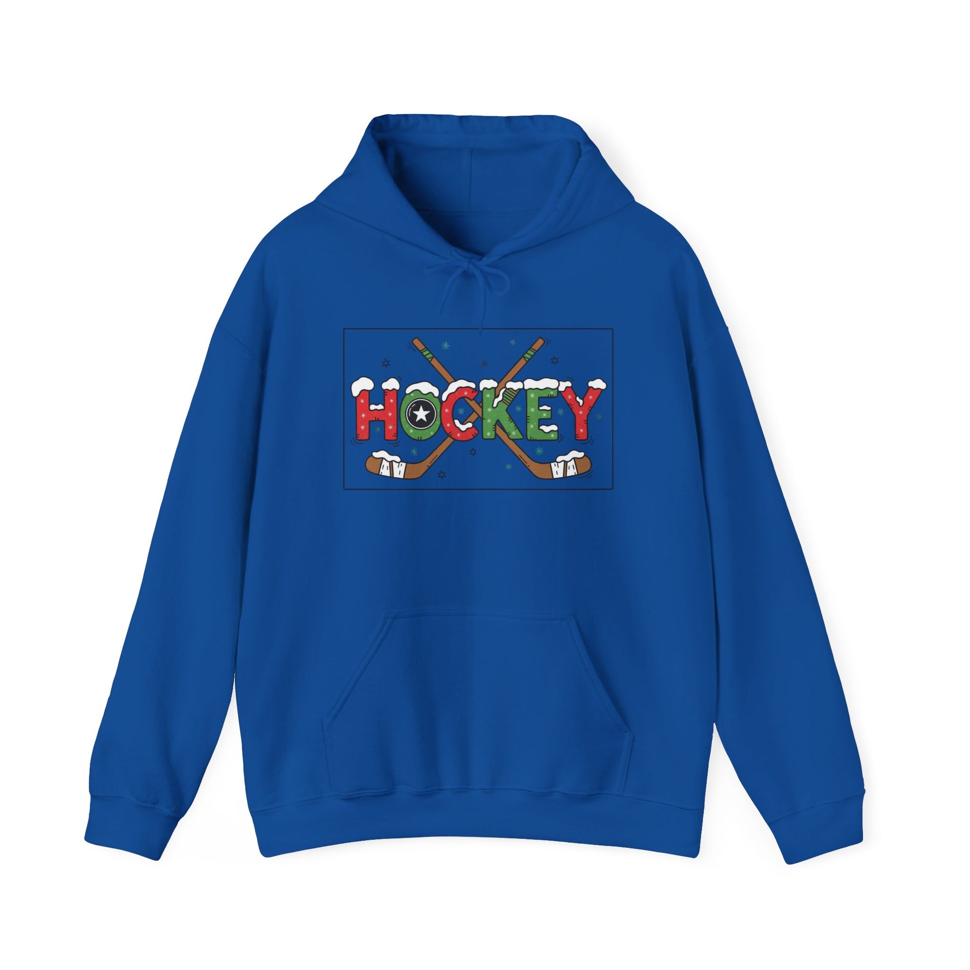 Festive Hockey Hooded Sweatshirt, Cozy Sports Apparel for Hockey Lovers, Christmas Gift, Winter Wardrobe Essential, Unisex Hoodie