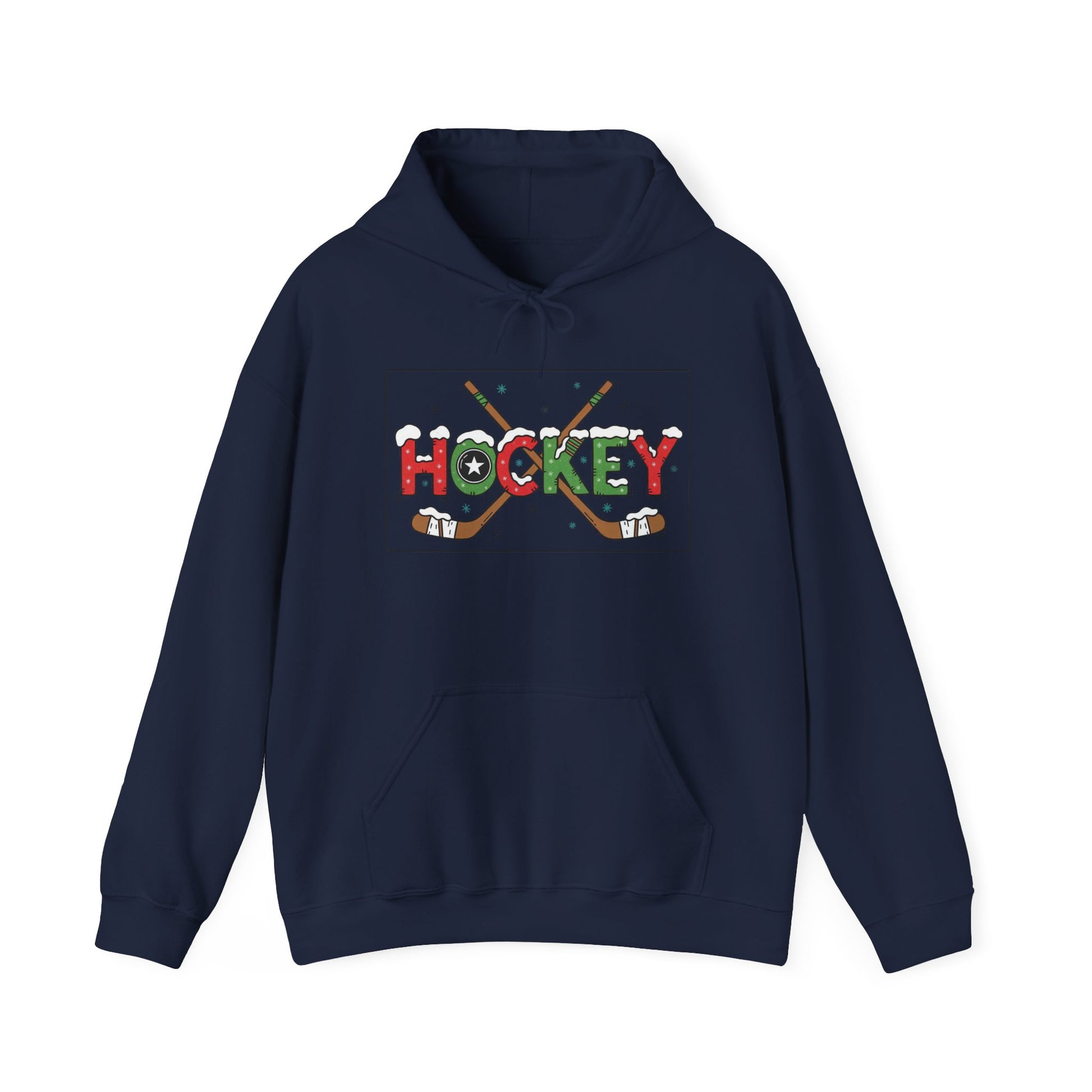 Festive Hockey Hooded Sweatshirt, Cozy Sports Apparel for Hockey Lovers, Christmas Gift, Winter Wardrobe Essential, Unisex Hoodie