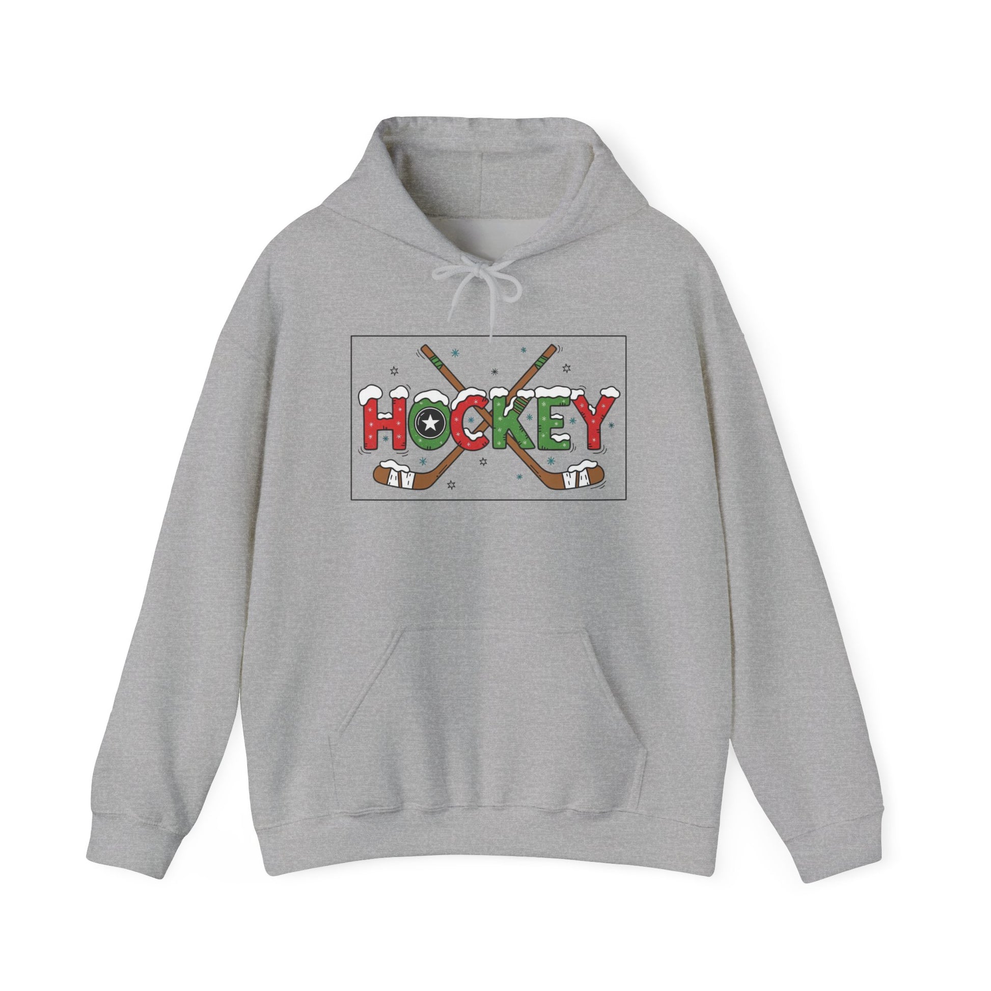 Festive Hockey Hooded Sweatshirt, Cozy Sports Apparel for Hockey Lovers, Christmas Gift, Winter Wardrobe Essential, Unisex Hoodie