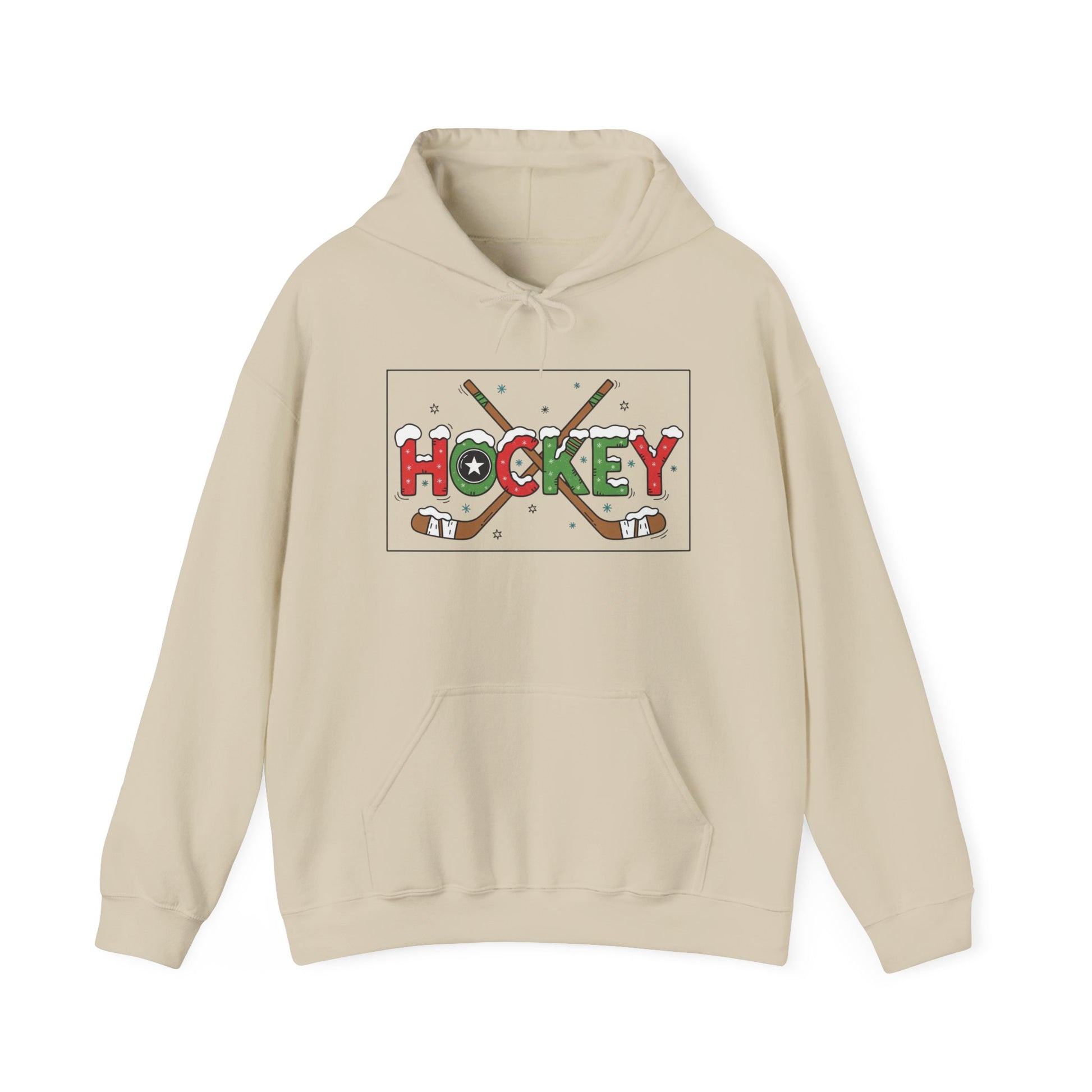 Festive Hockey Hooded Sweatshirt, Cozy Sports Apparel for Hockey Lovers, Christmas Gift, Winter Wardrobe Essential, Unisex Hoodie