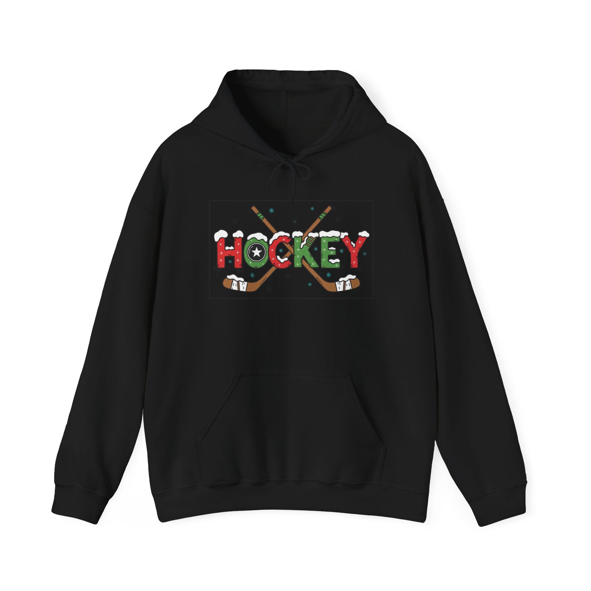 Festive Hockey Hooded Sweatshirt, Cozy Sports Apparel for Hockey Lovers, Christmas Gift, Winter Wardrobe Essential, Unisex Hoodie