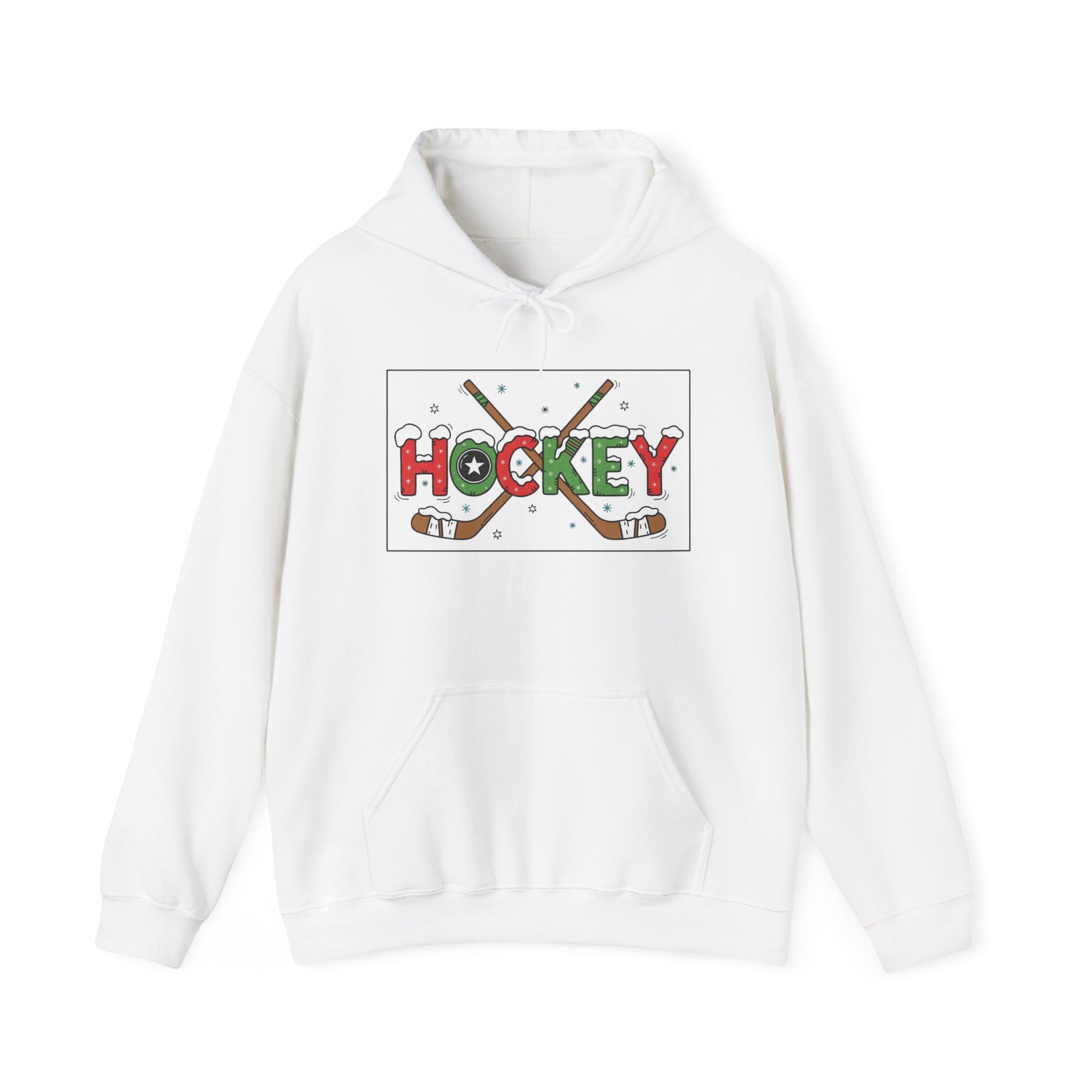 Festive Hockey Hooded Sweatshirt, Cozy Sports Apparel for Hockey Lovers, Christmas Gift, Winter Wardrobe Essential, Unisex Hoodie