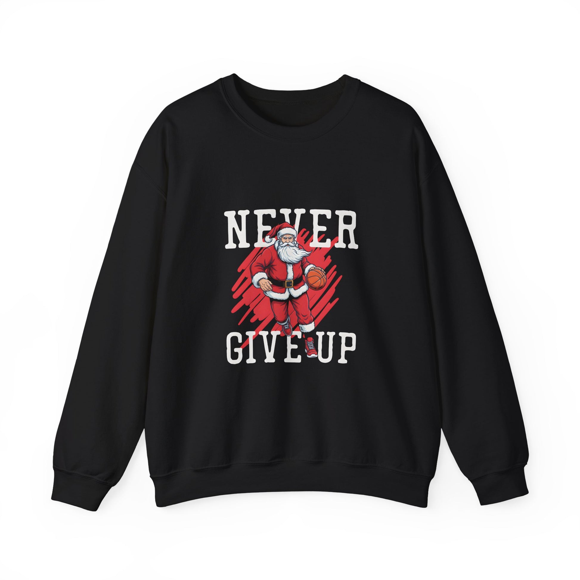 Never Give Up Santa Basketball Christmas Sweatshirt