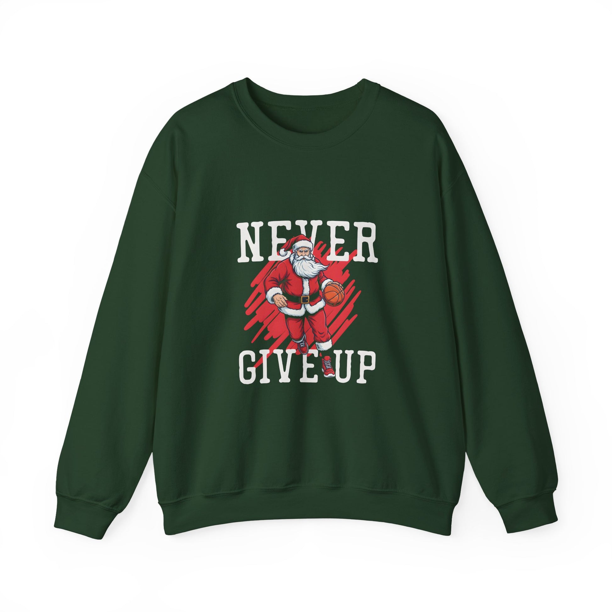 Never Give Up Santa Basketball Christmas Sweatshirt