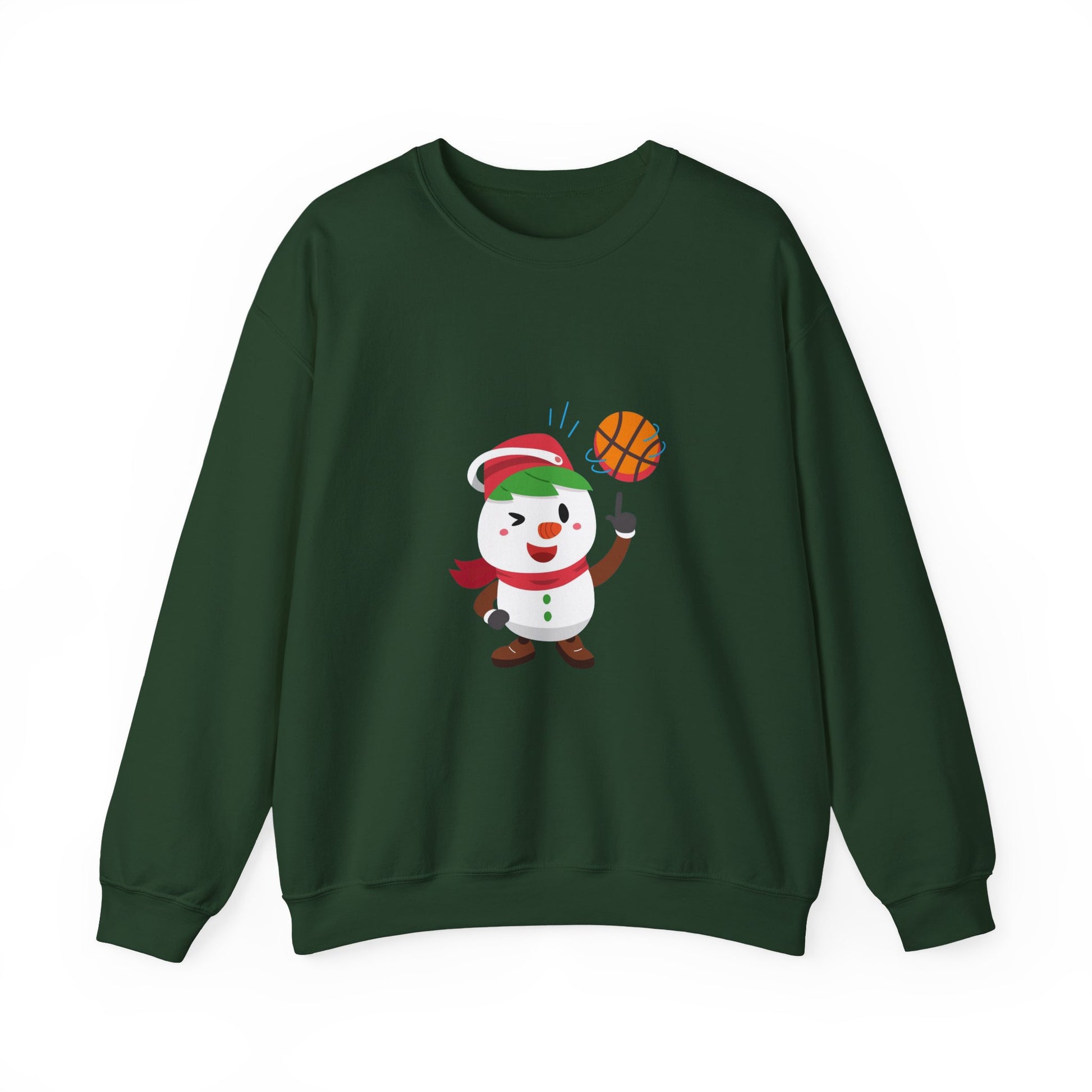 Forest Green Basketball Snowman Christmas Sweatshirt