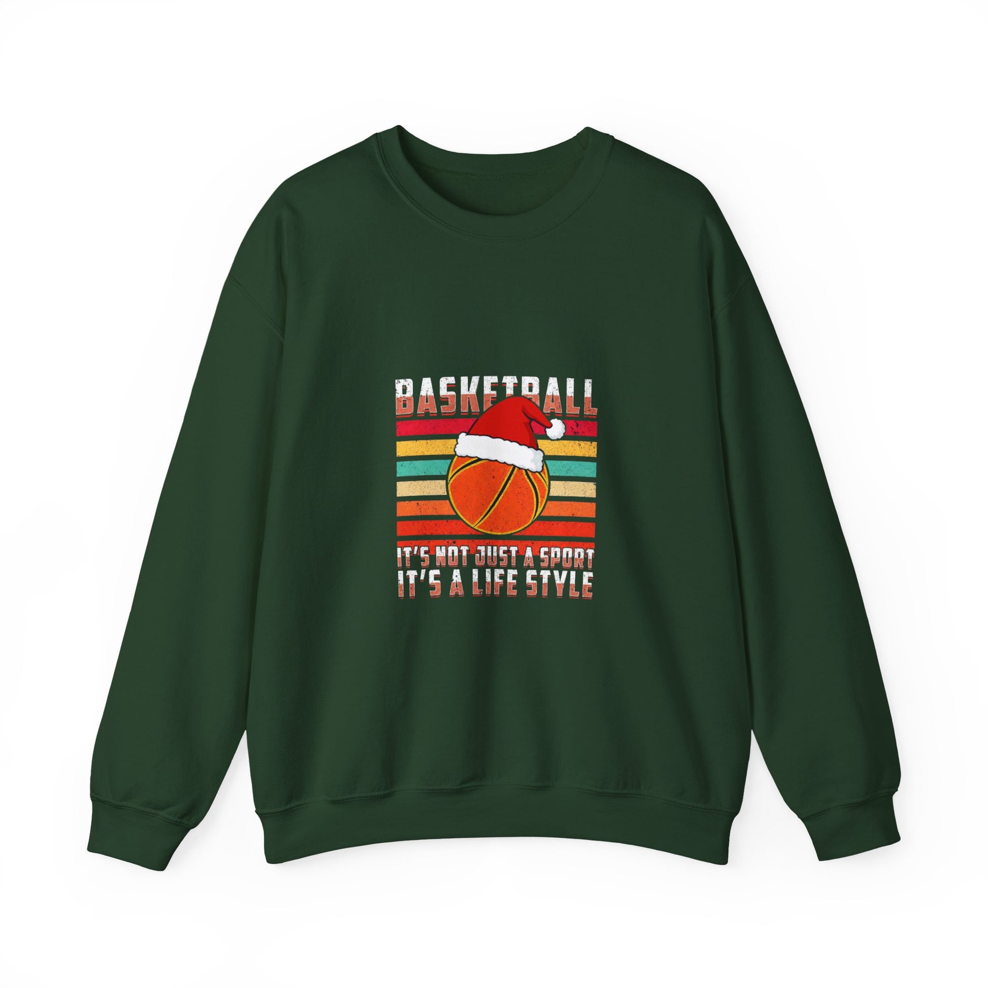 Basketball Christmas Sweatshirt with Santa Hat